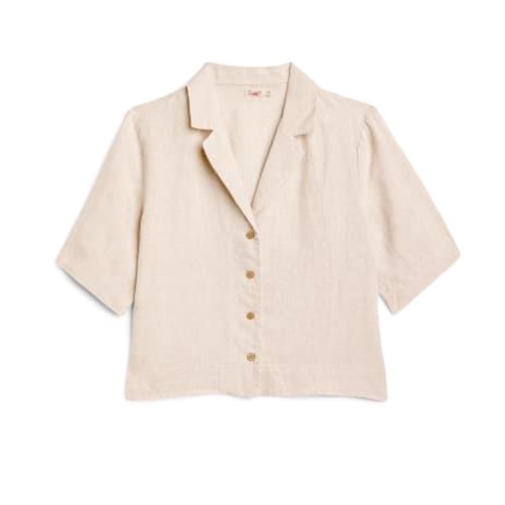 Faherty Summer Sands Linen Camp Shirt // L